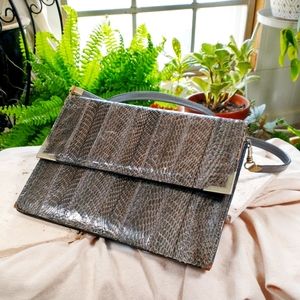 Vintage Women's Snakeskin Clutch Purse Shoulder Bag from France